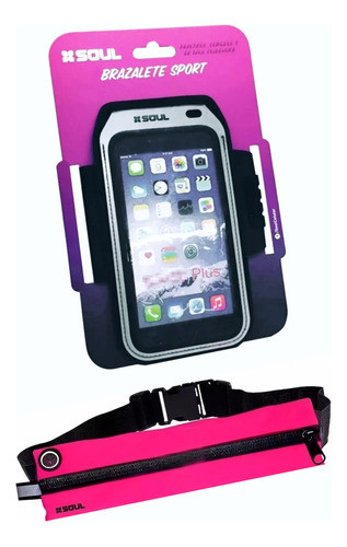 Combo Brazalete Porta Celular Deportivo Mas Riñonera Soul 1