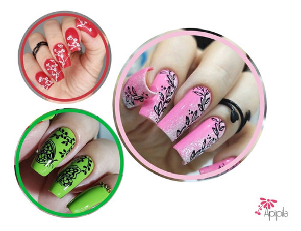 Kit De Esmaltes Para Carimbo De Decoração De Unhas - Apipila 1