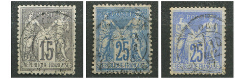 Francia Sellos Estampillas Yvert 77-78-79 Sage 1876/77 0