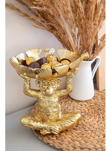 Adorable Bandeja De Caramelo De Mono Hecha De Escultura De M 1