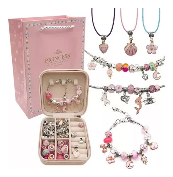 Kit Joia Pulseira Miçangas Pingente Diy Bracelete Princesas- 0