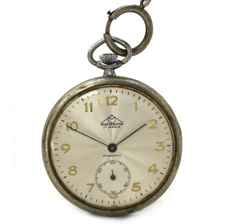 Relógio De Bolso Mondaine 17 Jewels Antimagnetic Aço J23146 0