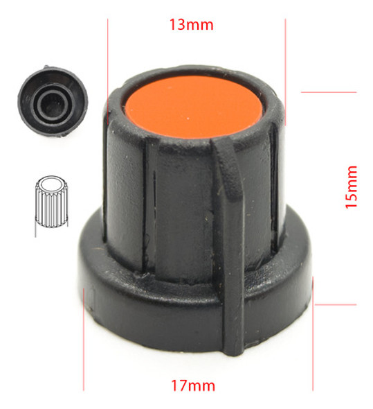 20 Perillas Potenciometro Roja 17mm X 14mm Eje Estriado 1