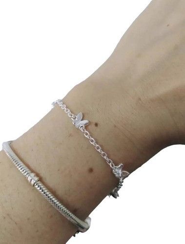 Pulsera Regulable Mini Mariposas Plata 925 Italiana 0