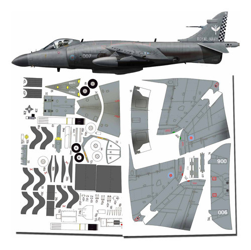 Sea Harrier Fa.2 Royal Navy Escala 1.33 Papercraft 0