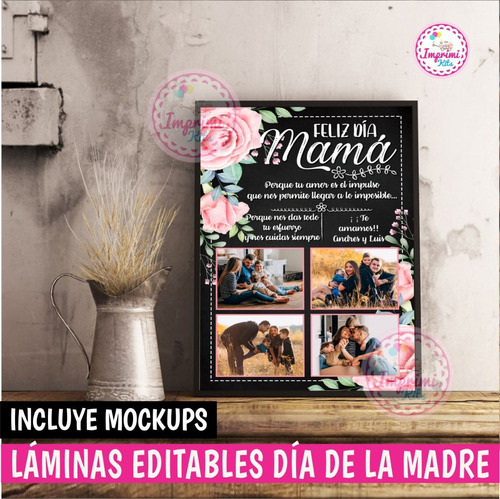Láminas Cuadritos Editables Día De La Madre Imprimibles 1