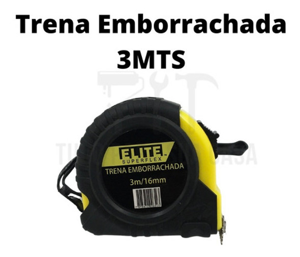 Trena 3 Metros Com Fita De 16mm - Emborrachada E Com Trava 0