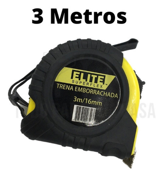 Trena 3 Metros Com Fita De 16mm - Emborrachada E Com Trava 1