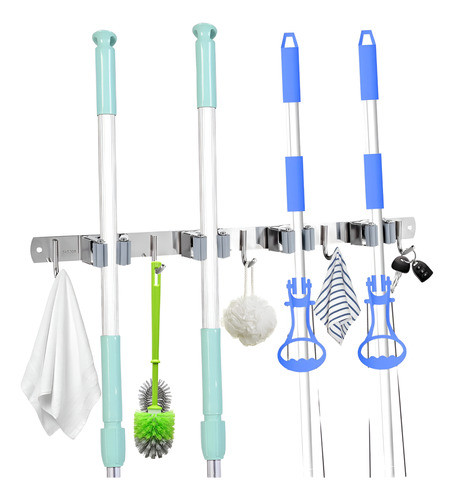 Soporte Organizador Porta Escoba Escobero Gancho Acero E 0