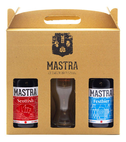 Pack 2 Cervezas Mastra Artesanal 500ml + Vaso Pinta, Regalo 0
