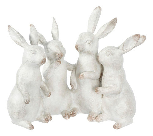 Creative Co-op Ec0147 Whitewashed Polyresin Bunny Rabbit Qua 0