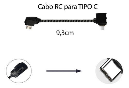 Cabo Rc Para Tipo C Controle Drone Dji Mavic Air Pro Spark 1