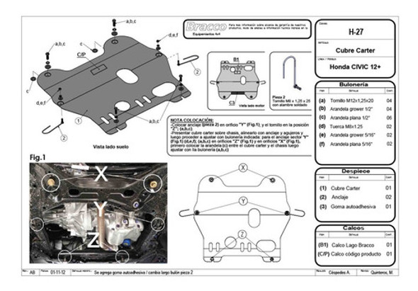 Cubre Carter Honda Civic 2012 A 2016 Chapon Bracco Original 1