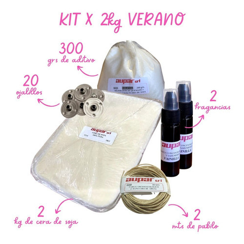 Kit Soja X 2 Kilos +insumos +fragancia Concentrada Verano. 1
