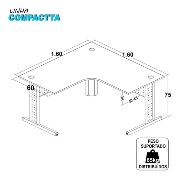 Mesa Delta 1.60x1.60 Para Escritório,  Várias Cores 1