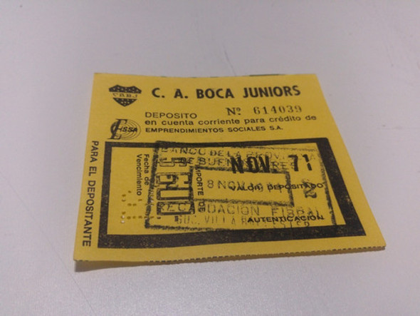 Recibo C A Boca Juniors Ciudad Deportiva Noviembre 1971 0