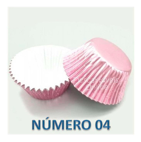200 Forminhas Laminadas Rosa Bebê Numero 4 Brigadeiro Doces 1
