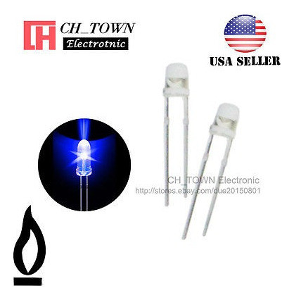 50 Piezas 3mm Agua Clara Azul Vela Luz Parpadeo Parpadeo Par 1