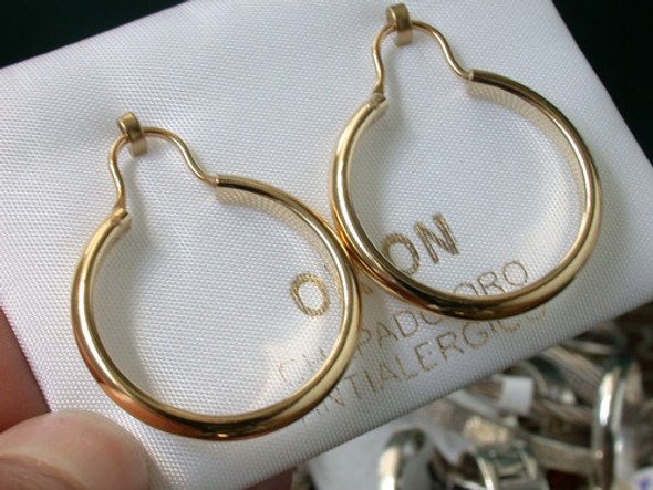 Luli Caravanas Aros Enchapado Oro Antialergico Unisex 2.4cm 1 Luli Caravanas Aros Enchapado Oro Antialergico Unisex 2.4cm 1