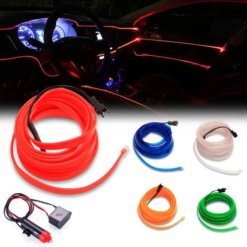 Fita Neon Automotiva Vermelha Luz Interna Painel Carro 5m 0