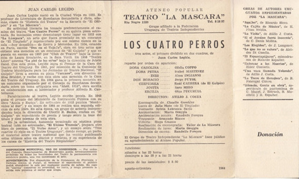 1964 Programa De Teatro La Mascara Cuatro Perros Por Legido 1