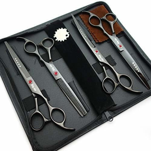 Set De 4 Tijeras Profesionales Para Peluqueria Canina Negro 1