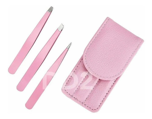 Pack X3 Pinzas Depilar C/estuche Pincita Acero Inoxidable 0