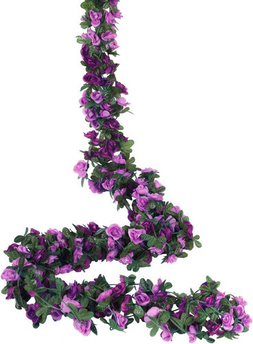 5 Guirnaldas De Flores Artificiales Moradas - Largo 2.60m 0