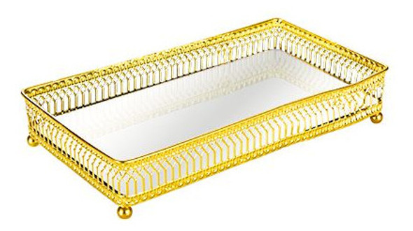 Bandeja Decorativa Espelhada Dourada 7175 24x13cm Mart 1