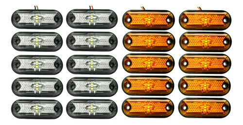 20x Lanterna Delimitadora Lateral Teto Carreta Caminhão Baú 0