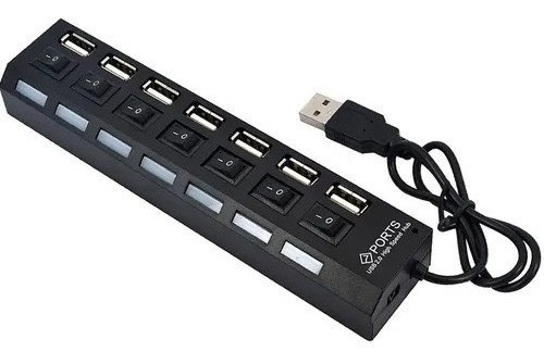 Hub Usb 2.0 Com 7 Portas Switch On/off E Led Indicador 0