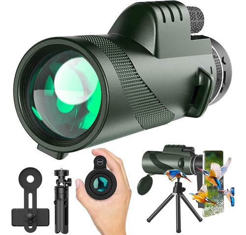 ~? 80x100 Hd Telescopio Monocular Para Adultos Con Smartphon 0