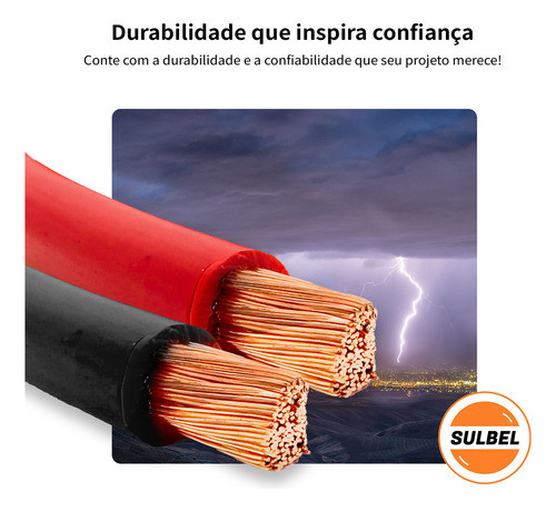 Cabos De Bateria Alimentação 10mm Kit 4 Metros Sulbel 1