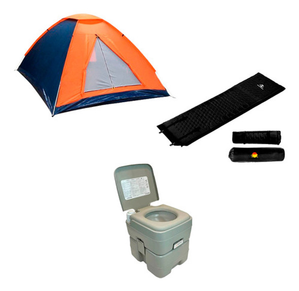 Banheiro Ecocamp 20l + Barraca Iglu 3 + Colchonete Térmico 0