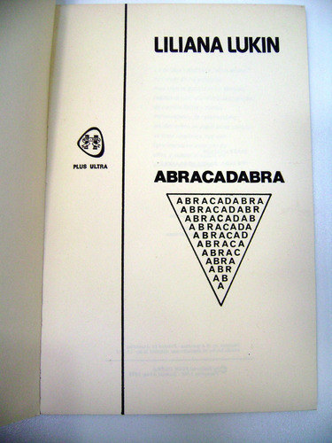 Abracadabra Liliana Lukin Plus Ultra Poesia 1raedicion Boedo 1