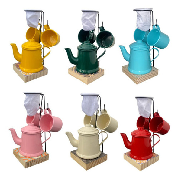 Kit 15 Mini Coador Café Gourmet Bule C 2 Canecas 90ml 0