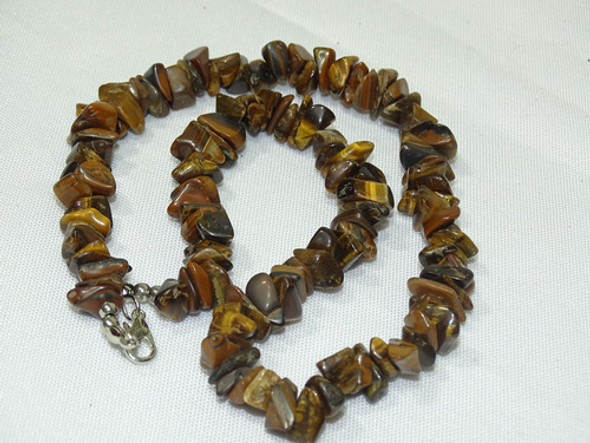 Colar Cascalho Pedra Olho De Tigre Natural P10 1