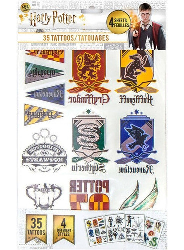 Tatuajes Temporales Harry Potter 4 Estilos 35 Unidades 0