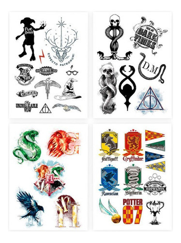 Tatuajes Temporales Harry Potter 4 Estilos 35 Unidades 1