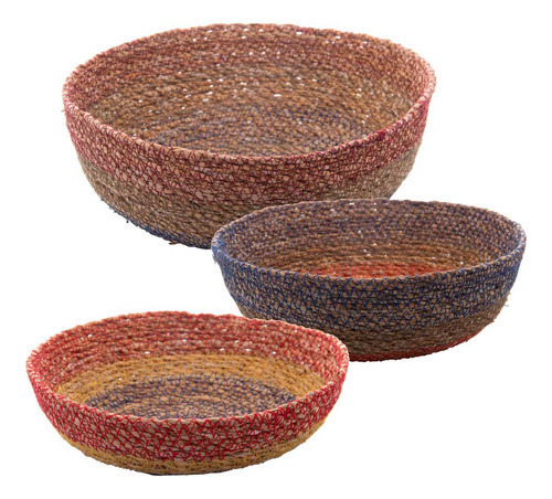 Conjunto 3 Cestas De Fibra Natural Colorida 29488 Wolff 0
