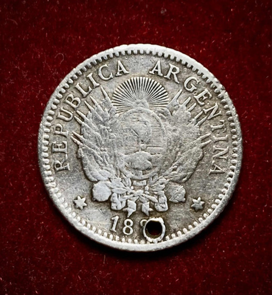 Moneda 10 Centavos Argentina 1882 O 1883 Km 26 Plata 0.900 0