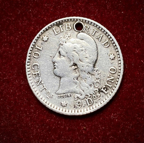 Moneda 10 Centavos Argentina 1882 O 1883 Km 26 Plata 0.900 1