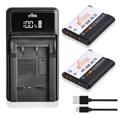 Batería Y Cargador En-el19 Np-bj1 2 Unidades 0