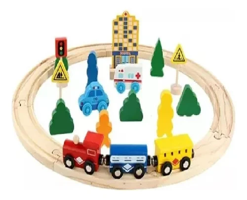 Tren Y Ciudad De Madera 36 Ages Juego De Niños 1