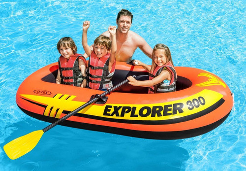 Bote Gomon Intex Explorer 300 + Remos + Inflador 2,11x1,17m 1