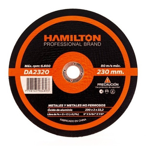 Disco Abrasivo Corte Hamilton Herramienta 230x2mm Pack X10 1