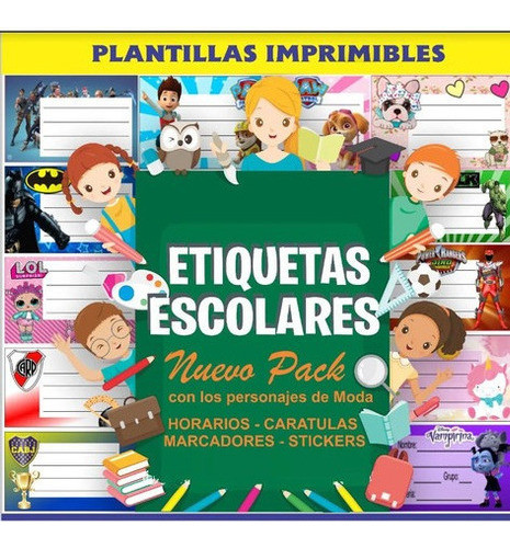 Kit Imprimible Editable Etiquetas Escolares Miles Del Mañana 0
