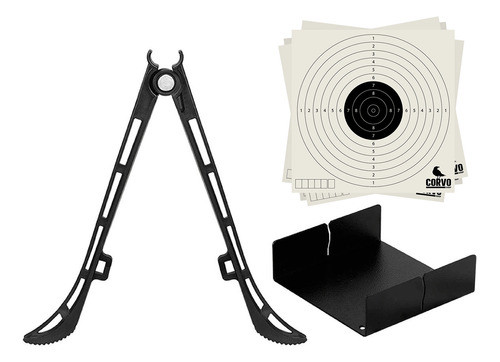 Bipe Tático Apoio Tiro + Porta Alvo Metal + 50 Alvos 14x14cm 0