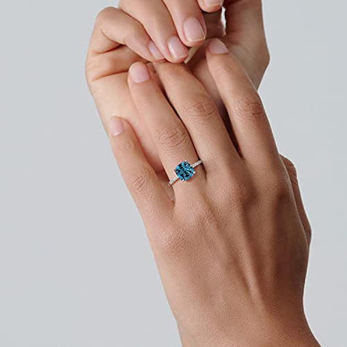 Gem Stone King 925 Sterling Silver London Blue Topaz Anillo 1