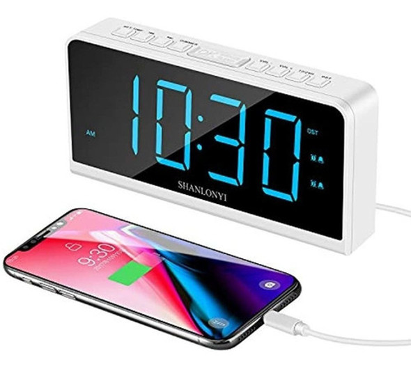 Reloj Despertador Led Fuerte, Pantalla Led De 7'', Relojes D 0